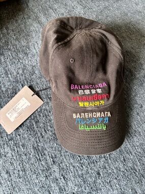Balenciaga Black Baseball Cap with Multicolor Embroidery